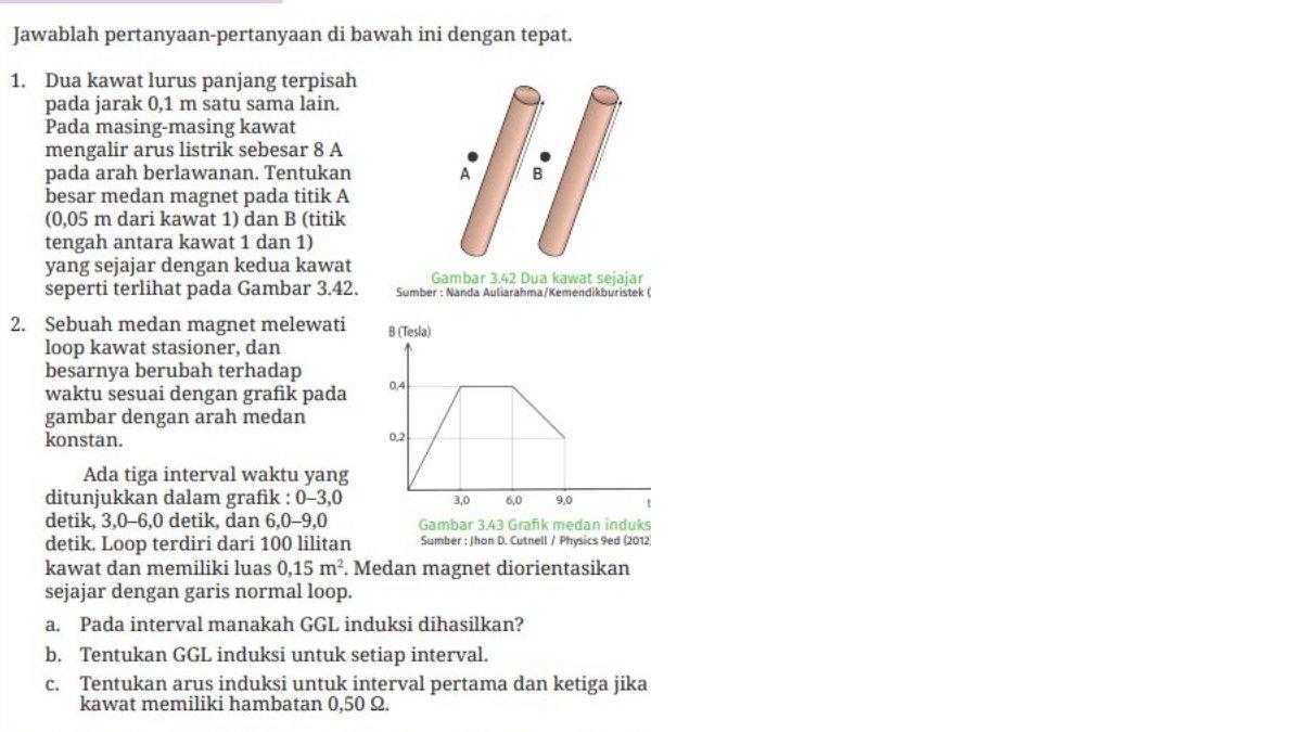 Soal Asesmen Halaman 72 Nomor 1 -2, Fisika Kelas 12 SMA/MA.