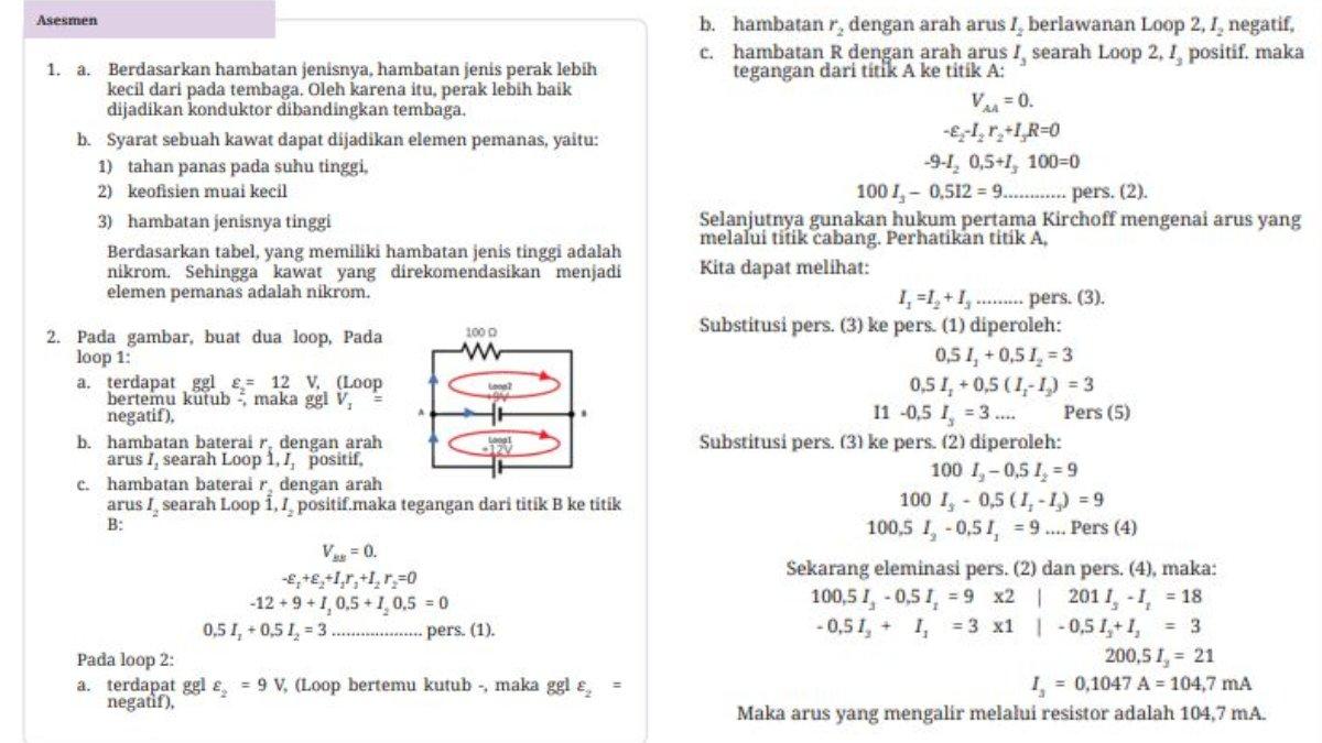 Jawaban Nomor 1 dan 2, Bab 2: Asesmen Halaman 42.