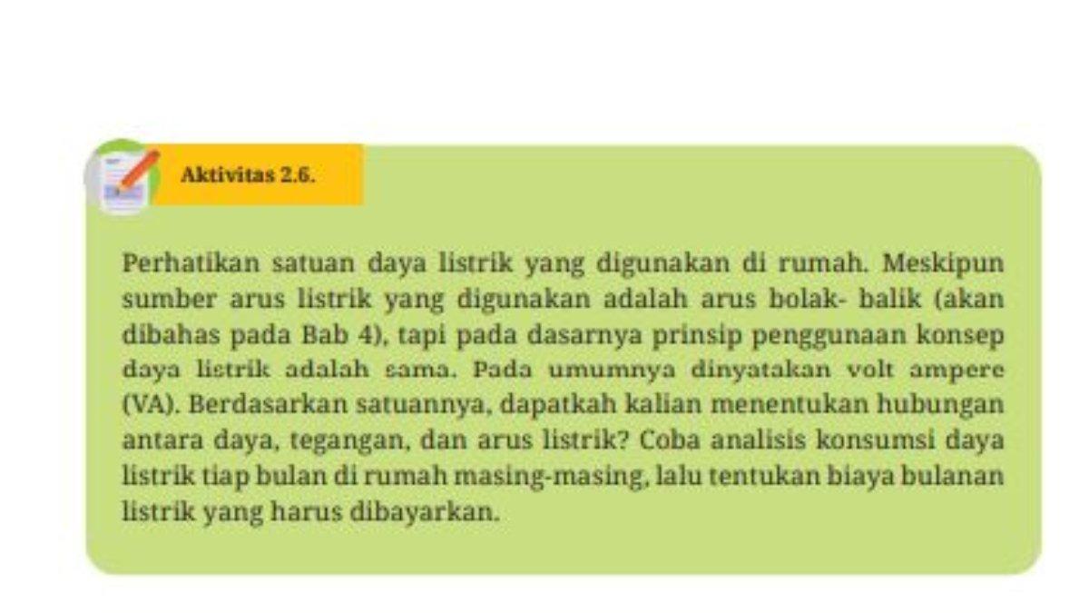 Soal Aktivitas 2.6 Halaman 40, Fisika Kelas 12 SMA/MA.