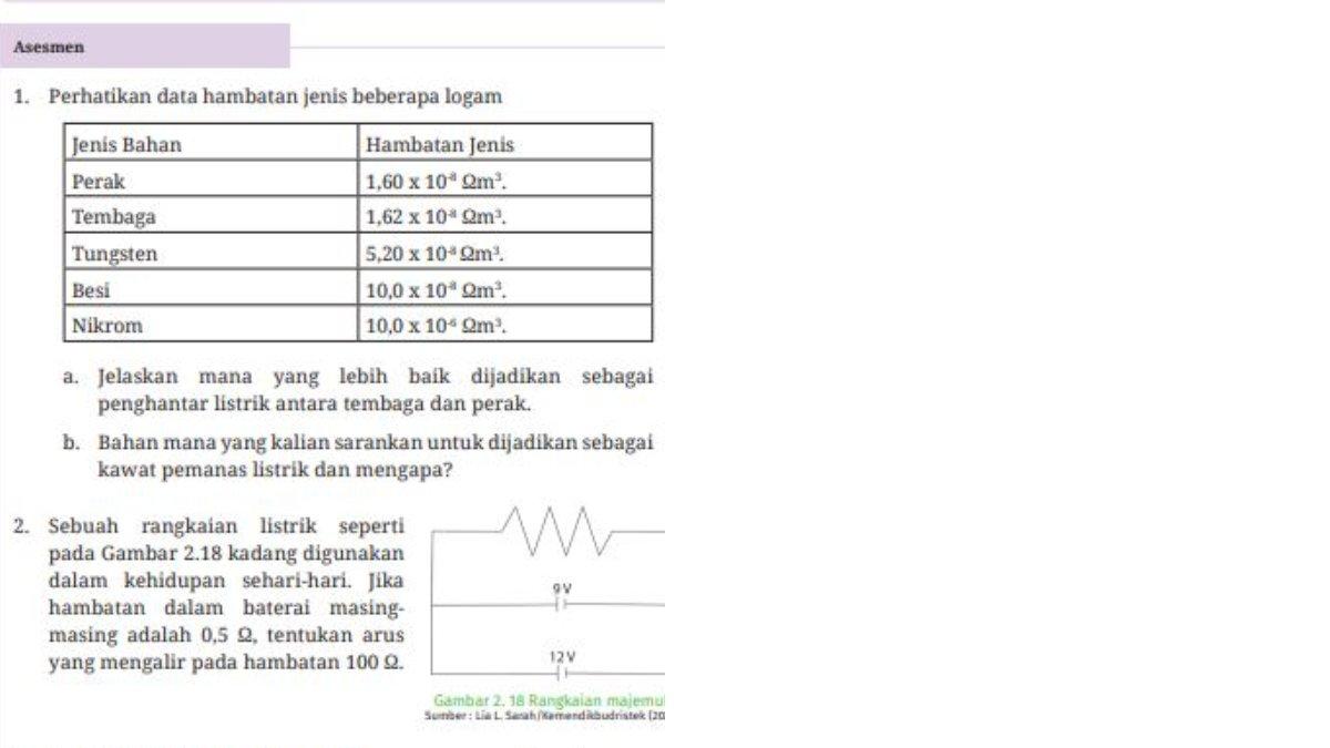 Soal Asesmen Halaman 42, Fisika Kelas 12 SMA/MA.