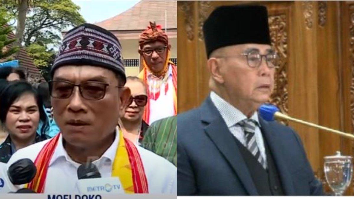 Foto Moeldoko (kiri) dan Pemimpin Al Zaytun, Panji Gumilang (kanan), Moeldoko marah disebut bekingan kuat Panji Gumilang, Senin (26/6/2023).