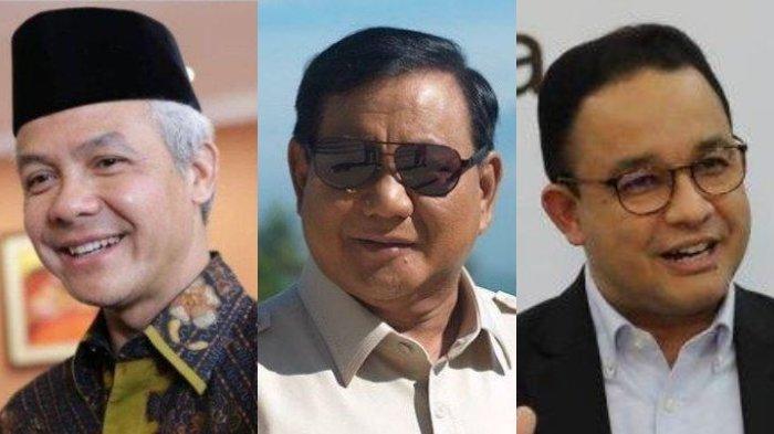 Kolase foro Gubernur Jawa Tengah Ganjar Pranowo (kiri), Menteri Pertahanan Prabowo Subianto (tengah), dan Gubernur DKI Jakarta Anies Baswedan, Kamis (22/9/2022).