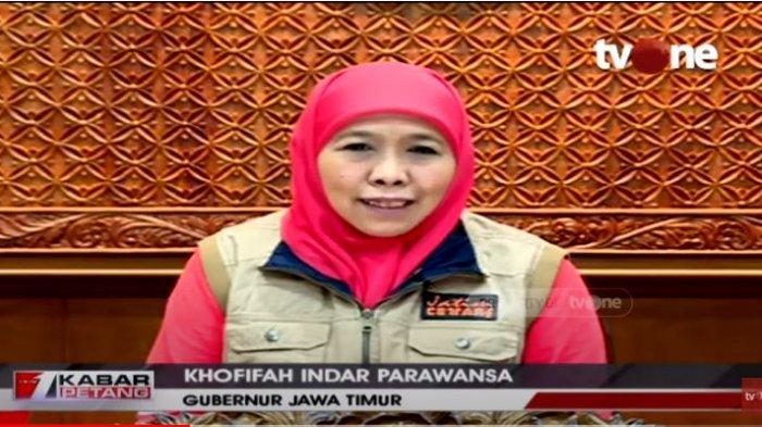 Gubernur Jawa Timur Khofifah Indar Parawansa dalam acara KABAR PETANG, Selasa (9/6/2020). Khofifah menegaskan dirinya telah memperingatkan soal tingginya risiko Covid-19 sebelum mengakhiri PSBB di Surabaya Raya pada Senin (8/6/2020).