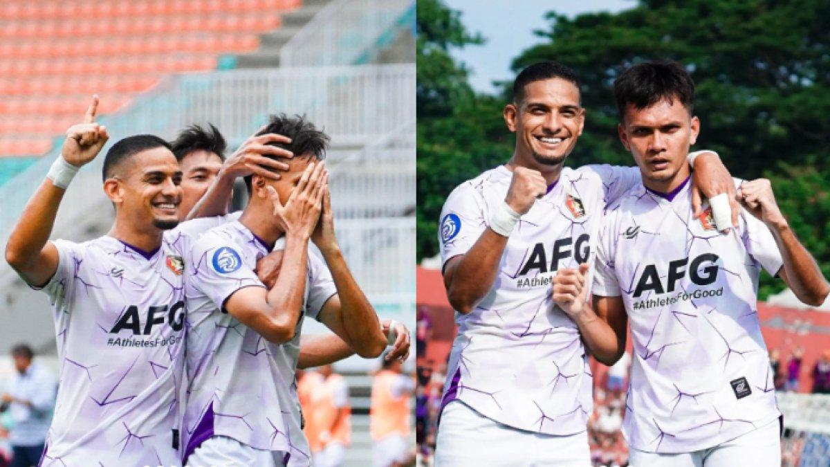 Selebrasi gol Hamra Hehanusa kontra Persib Bandung (kiri) dan Barito Putera (kanan). Persija Jakarta blunder depak Hamra Hehanusa? Performanya berkembang pesat di Persik Kediri.