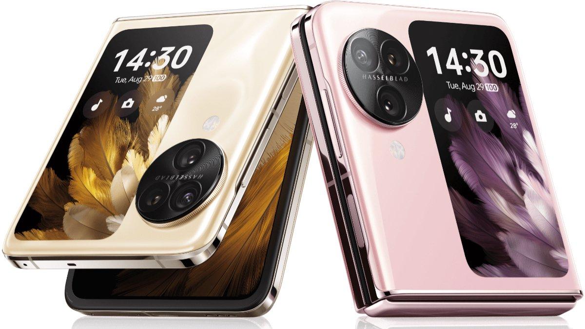 Gambar Oppo Find N3 Flip: Cream Gold and Misty Pink. Cek daftar harga terbaru HP Oppo bulan November 2024. Mulai dari Oppo A78, Oppo Reno 10 Pro+ hingga Oppo Find N3 Flip.