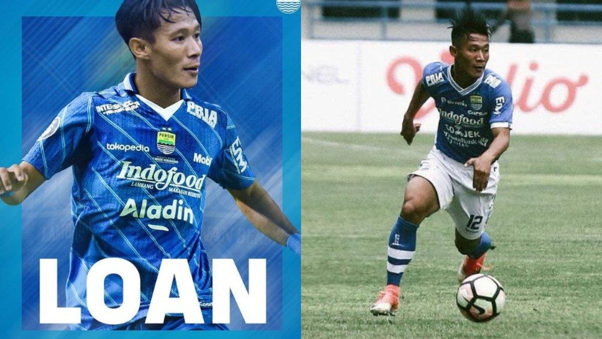 Kolase foto pengumuman (kiri) dan sosok (kanan) Henhen Herdiana yang dipinjamkan ke Dewa United pada Minggu (4/6/2023) melalui akun Instagram @persib