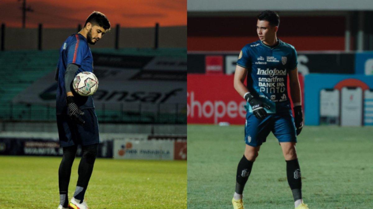 Adilson Maringa ketika melakoni sesi latihan di Arema FC (kiri) dan Nadeo Argawinata saat membela Bali United di gelaran Liga 1 2022/2023 (kanan).