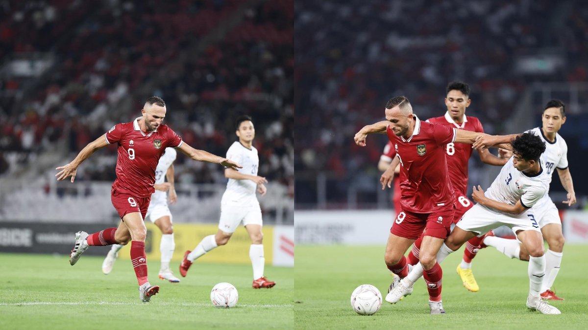 Cuplikan aksi Ilija Spasojevic saat Timnas Indonesia melawan Kamboja di Piala AFF 2022, Jumat (23/12/2022).