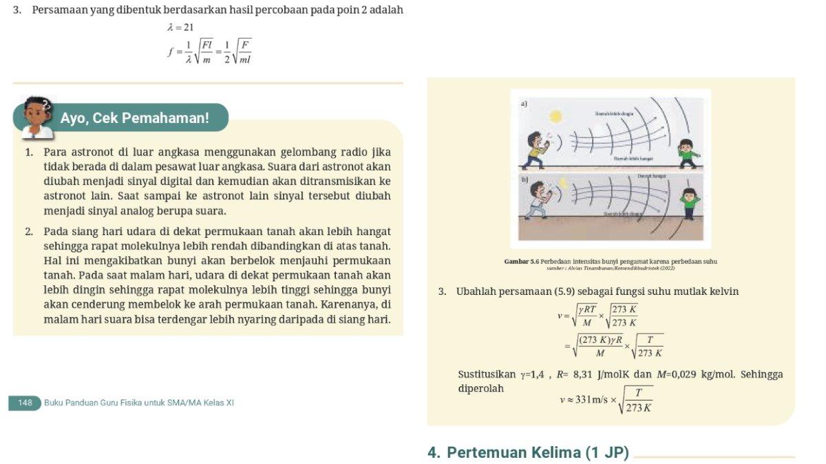 Jawaban Fisika kelas 11 SMA/MA Kurikulum Merdeka Bab 5, Ayo Cek Pemahaman halaman 129.