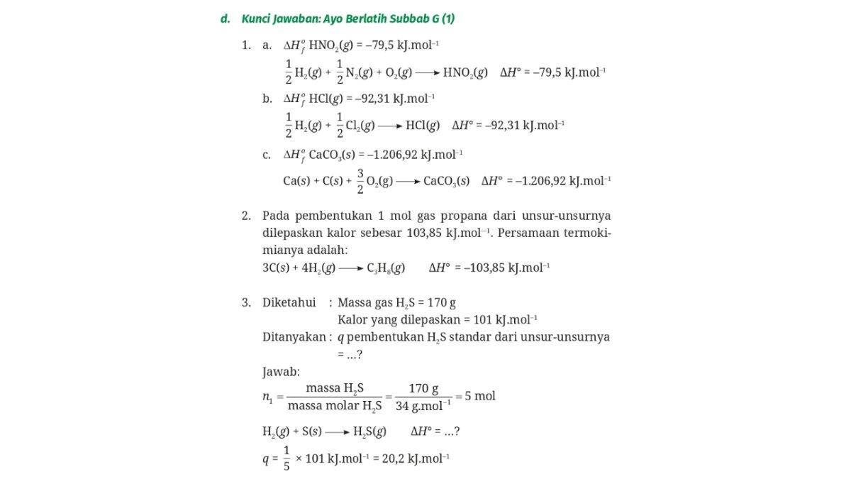 Jawaban kimia kelas 11 SMA/MA Kurikulum Merdeka Bab 5, Ayo Berlatih halaman 138.