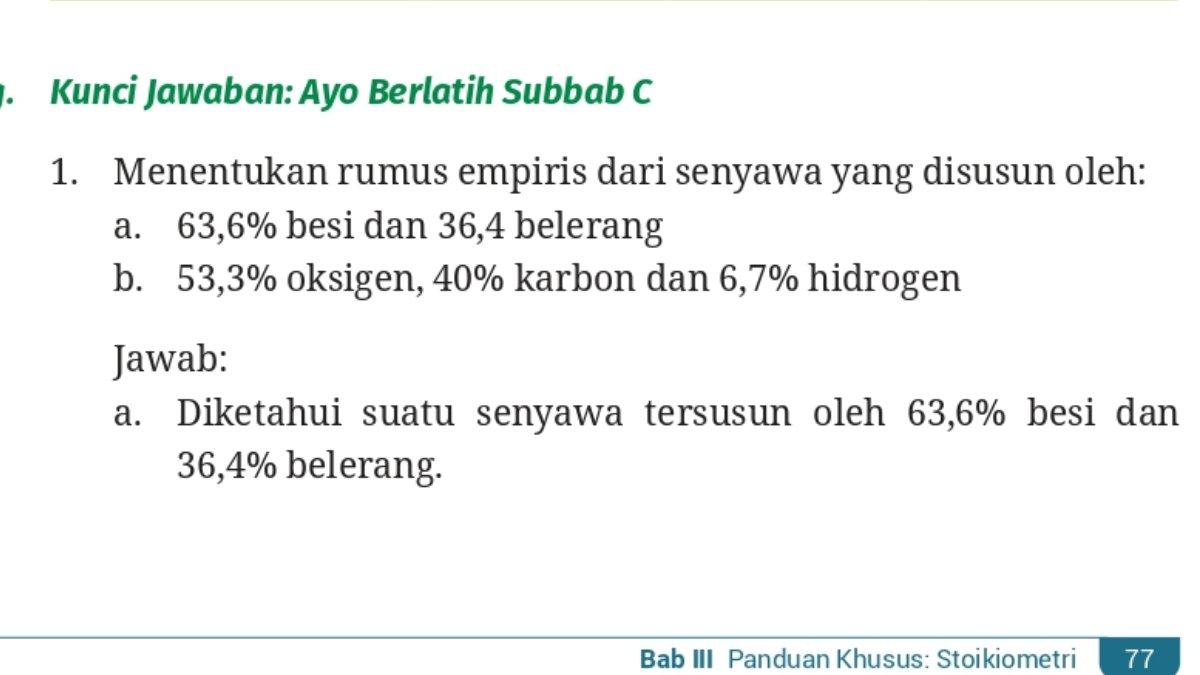Jawaban Kimia kelas 11 Kurikulum Merdeka Bab 3, Ayo Berlatih halaman 74.