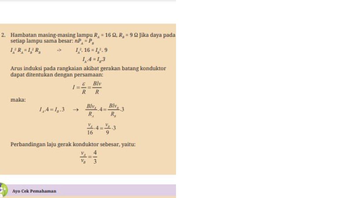 Jawaban Nomor 2, Ayo Cek Pemahaman Halaman 66, Fisika Kelas 12 SMA/MA.