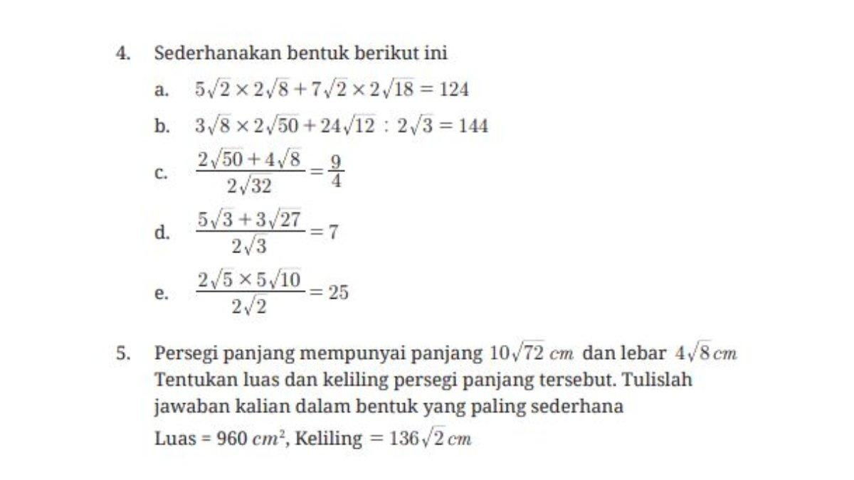 KUNCI JAWABAN - Gambar Jawaban latihan 1.2 buku matematika untuk SMP/MTs Kelas 8. Berikut Jawaban latihan 1.2 jawaban no 4, dan 5 buku matematika untuk SMP/MTs Kelas 8 di halaman 33. Diakses pada Rabu (26/2/2025).