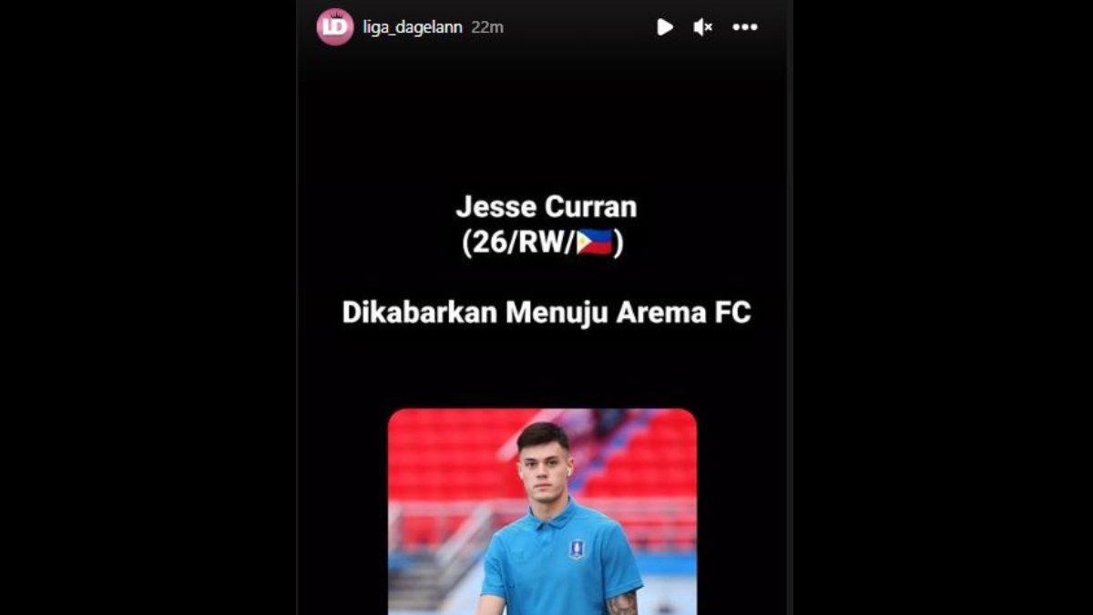 Sosok Jesse Curran dikabarkan bakal menjadi pemain ASEAN Arema FC di Liga 1 2023 nanti, Sabtu 1 Juli 2023.