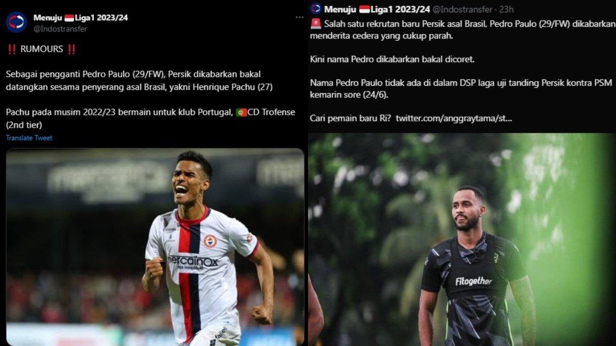 Kabar akan bergabungnya Henrique Pachu dengan Persik Kediri (kiri) dan Pedro Paulo yang mengalami Cedera (kanan)