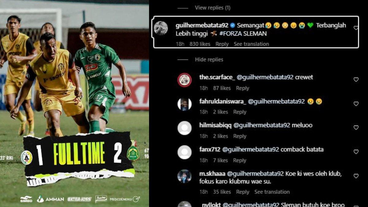 Kekalahan PSS Sleman atas Persikabo 1973 di pekan ke-27 Liga 1 2022 dapat sorotan dari sang mantan pemain, Guilherme Batata. Namun, komentar Guilherme Batata justru mendapat reaksi yang berbeda dari BCS dan Slemania.