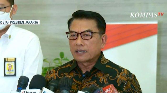 Kepala Staf Kepresidenan Moeldoko melakukan konferensi pers di Kantor Staf Kepresidenan, Jakarta, Kamis (29/9/2022).