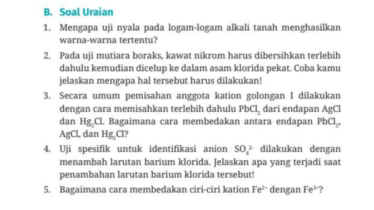 Soal Uraian nomor 1-5, Bab 8: Analisis Kualitatif Halaman 207
