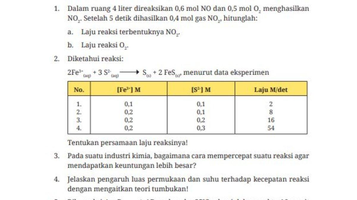 Soal nomor 1-4 Bab 8: Uji Kompetensi Halaman 179, Dasar-Dasar Teknik Kimia Industri Kelas 10 SMK/MAK.
