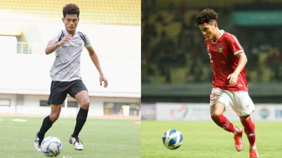 Kolase Foto Mikael Tata saat menjalani latihan bersama Timnas U-19 (kiri) dan pertandingan (kanan)