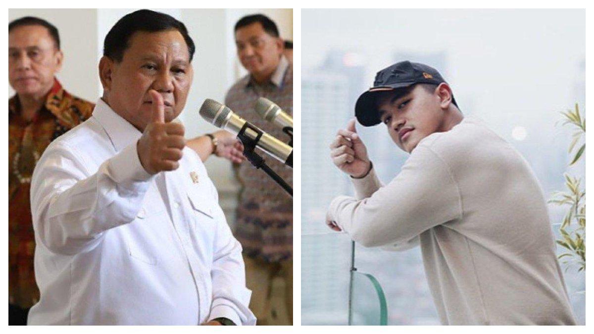 Kolase foto Menhan Prabowo dan Putra Presiden Jokowi, Kaesang.