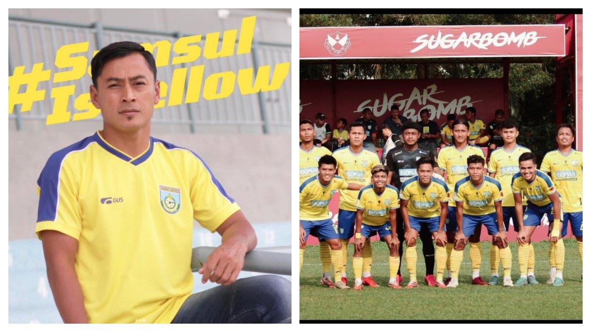 Kolase foto Samsul Arif dan pemain Gresik United.