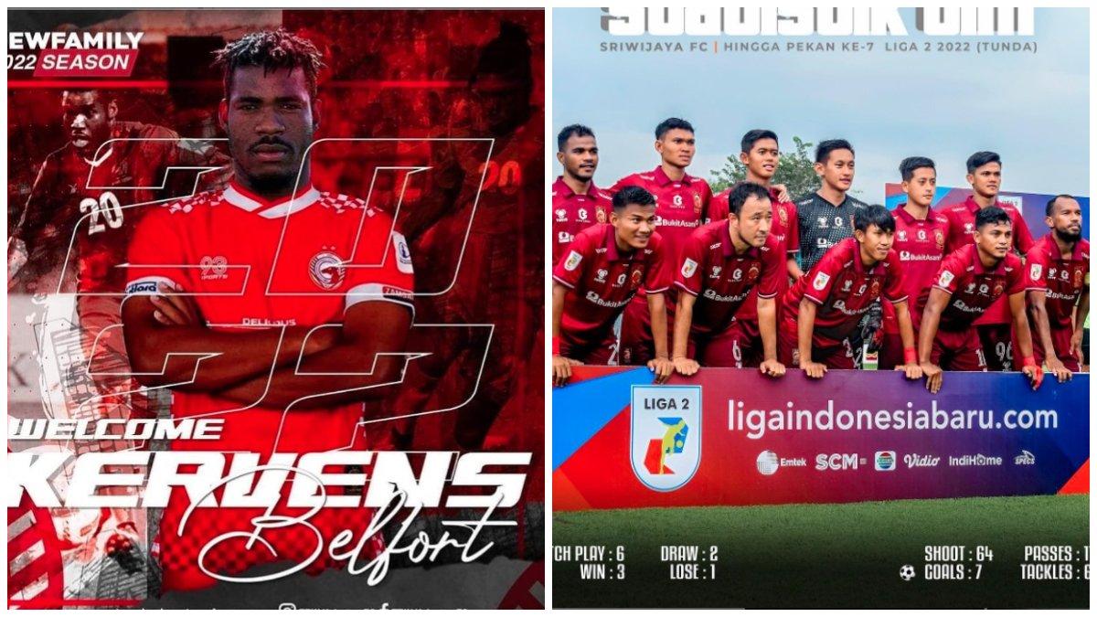 Kolase foto striker asal Haiti, Kervens Belfort dan Sriwijaya FC.