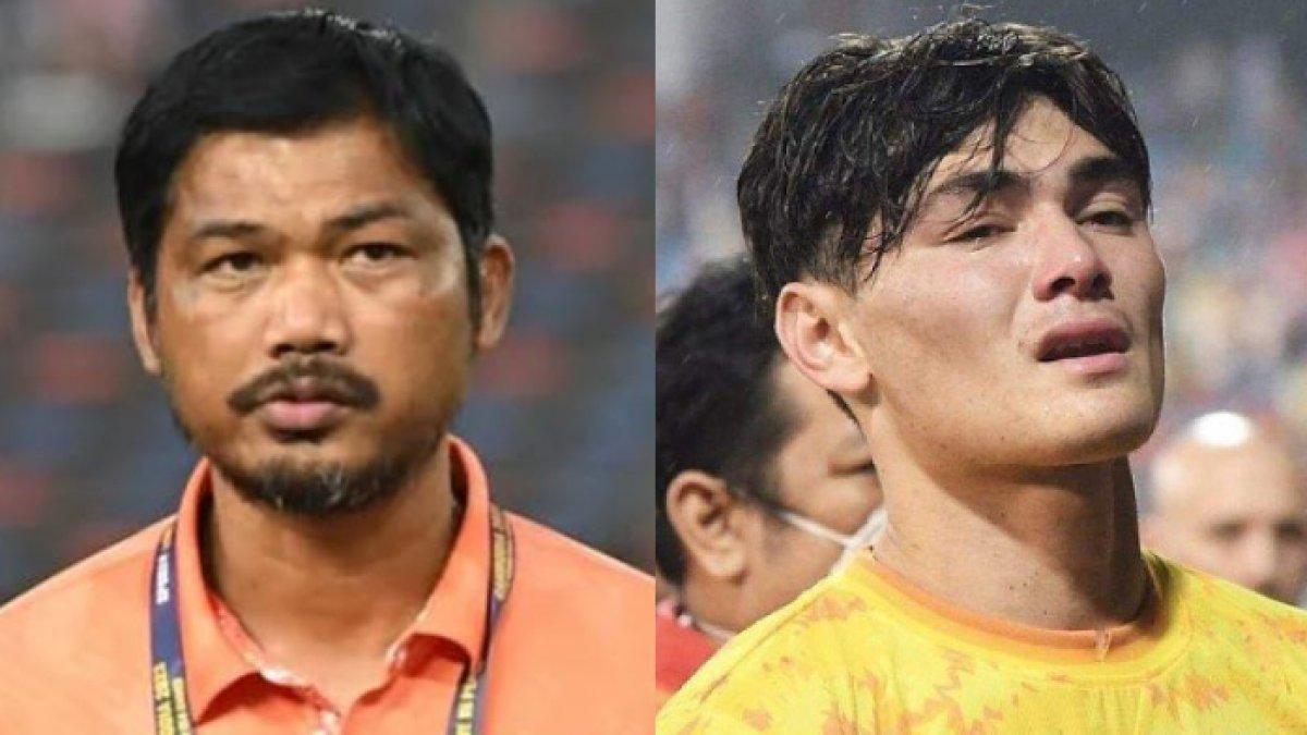 Kolase pelatih Thailand Issara Sritaro dan bek Thailand Jonathan Khemdee, Rabu (17/5/2023).