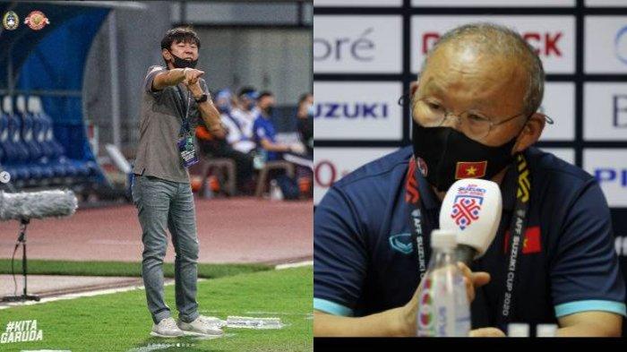 Kolase pelatih Timnas Indonesia, Shin Tae-yong (kiri) dan pelatih Vietnam, Park Hang-seo (kanan)