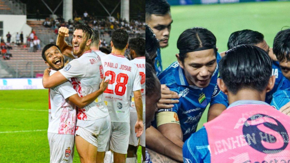 Para pemain Kuala Lumpur City FC (kiri) dan Persib Bandung (kanan).