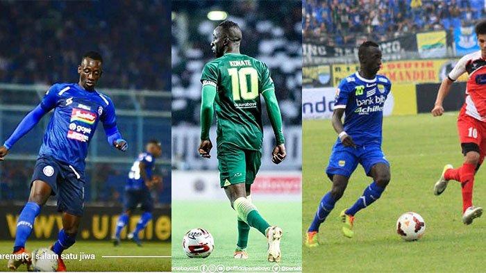 Makan Konate  Arema (kiri), Persebaya (tengah) dan Persib (kanan) pada postingan Instagram @makankonate10 pada 21 Januari 2015, 9 April 2020 dan 15 Januari 2020. Transformasi Makan Konate di klub Liga Indonesia.