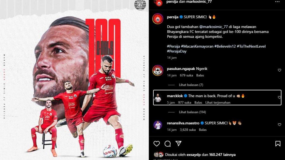 Bintang Persib Bandung, yakni Marc Klok ikut bangga dengan pencapaian individu seorang Marko Simic di Persija Jakarta.