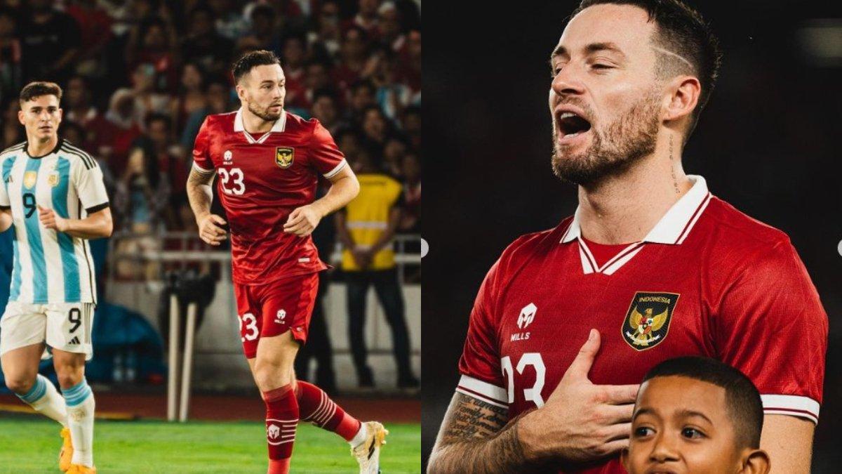 Moment Marc Klok saat bermain bersama Timnas Indonesia di Fifa Matchad melawan Argentina, Senin (19/6/2023).