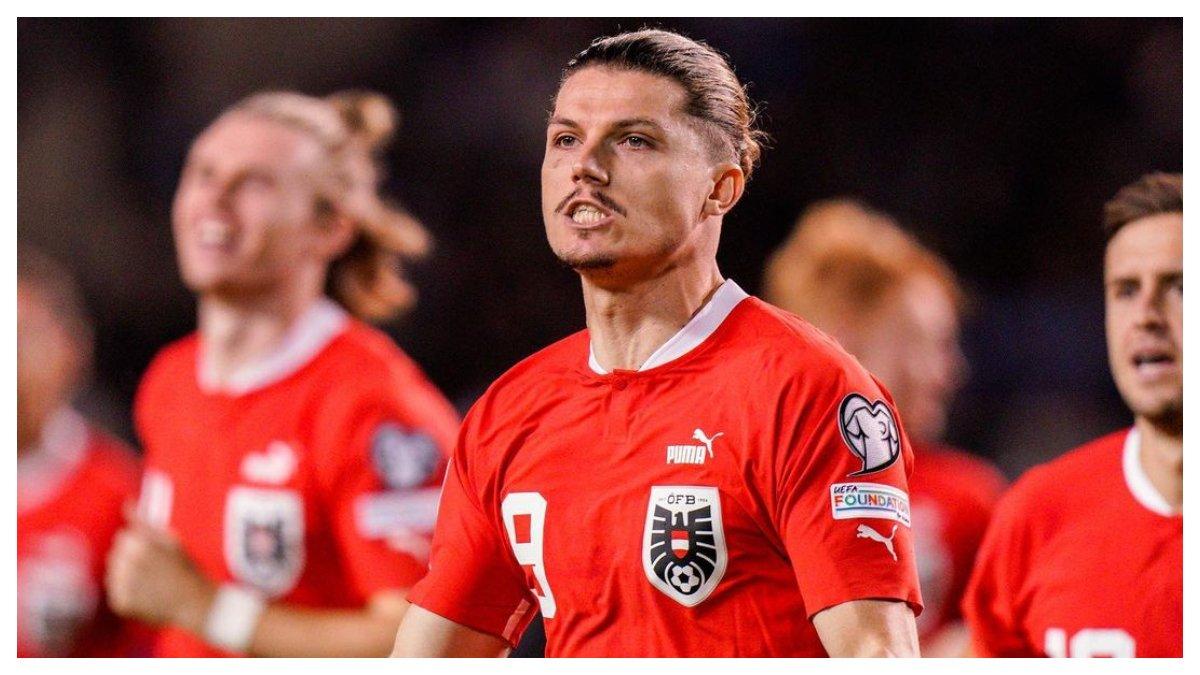 Potret Marcel Sabitzer saat membela Timnas Austria. Inilah profil Marcel Sabitzer sosok yang membawa Timnas Austria memang atas Belanda di Fase Grup EURO 2024.