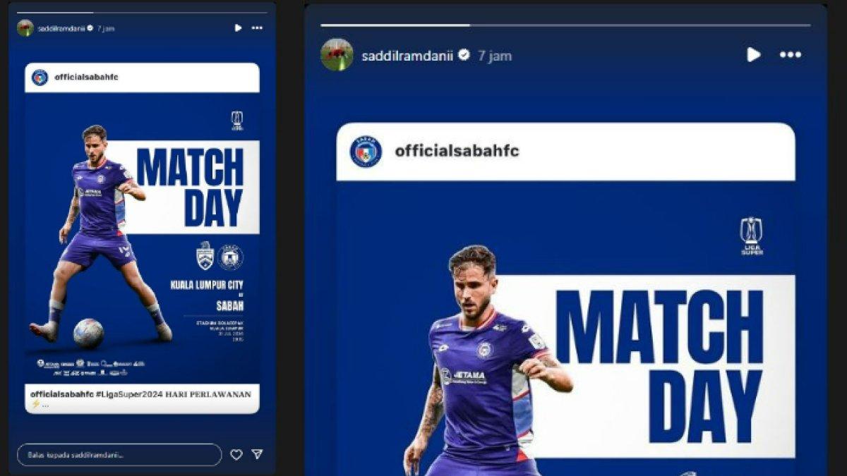 Story Instagram Saddil Ramdani, Rabu (31/7/2024). Winger berlabel Timnas Indonesia itu mengunggah persiapan pertandingan melawan Kuala Lumpur FC.