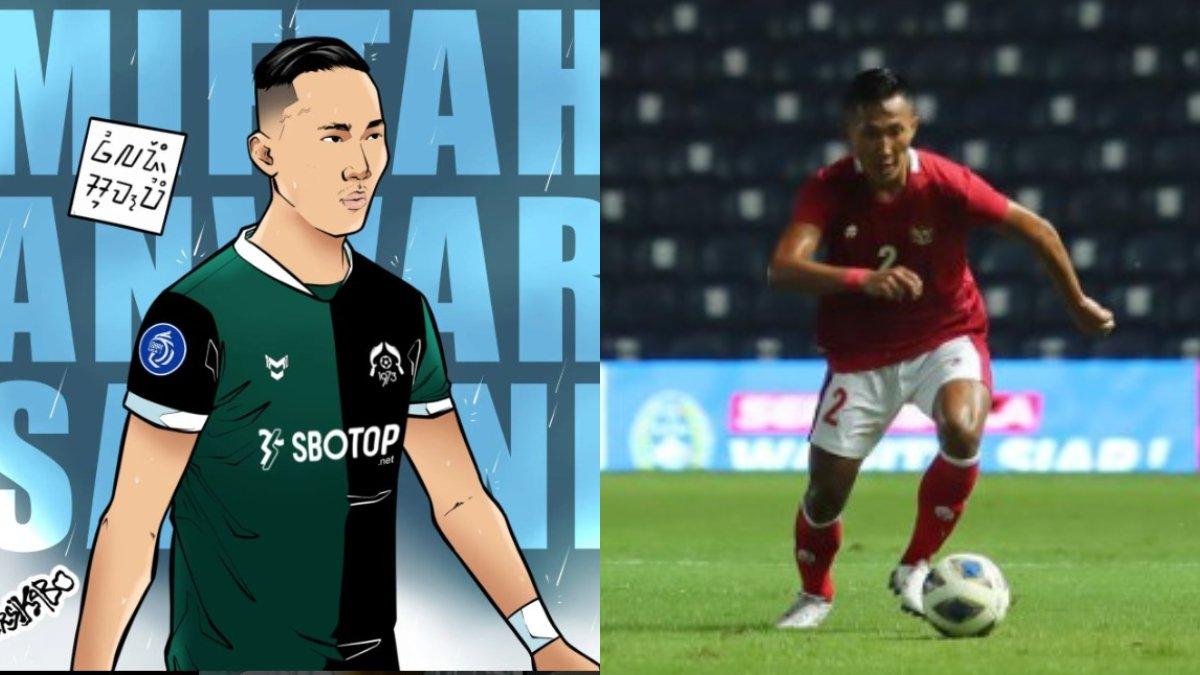 Kolase foto, Miftah Anwar Sani yang resmi diumumkan bergabung dengan Persikabo 1973 (kiri) dan Sosok Miftah Anwar Sani Kalah membela Timnas Indonesia (kanan)