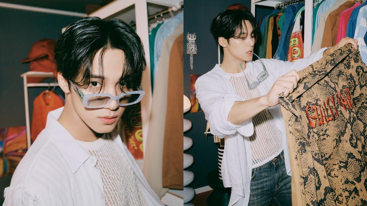 Mingyu dalam foto teaser untuk album 'Seventeenth Heaven'.