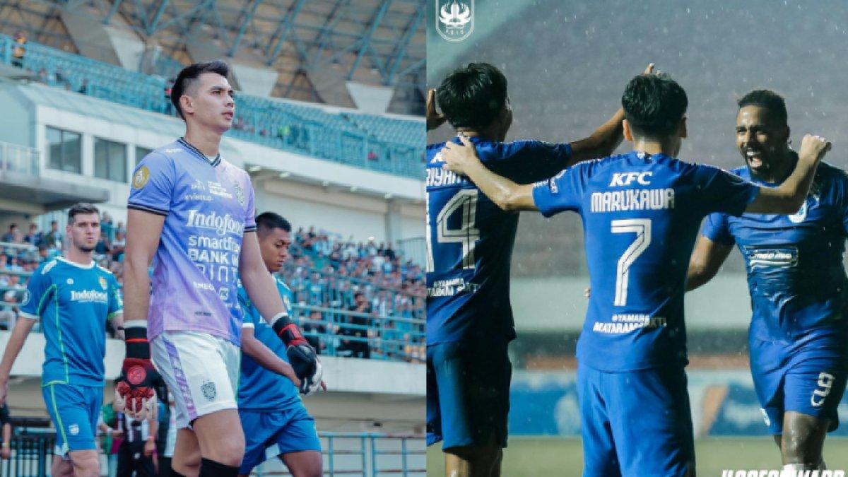 Kiper Bali United, Nadeo Argawinata (kiri) dan para pemain PSIS Semarang (kanan).