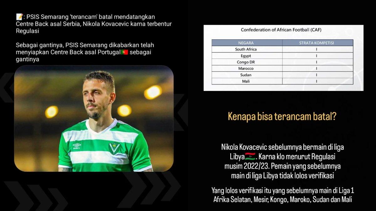 Kabar buruk untuk PSIS Semarang, di mana sosok Nikola Kovacevic terancam batal didatangkan karena regulasi Liga 1 Indonesia.