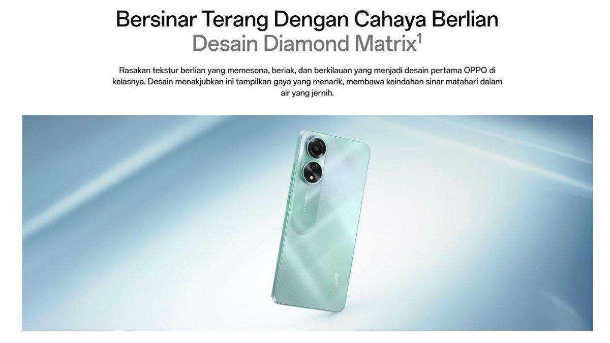Oppo A78 4G dengan desain Diamond Matrix.
