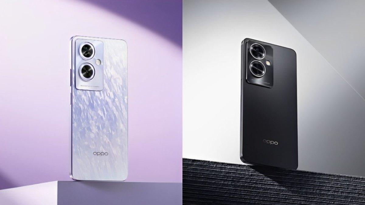 OPPO A79 5G hadir dengan 2 warna andalan: Ungu bercahaya dan hitam misteri.