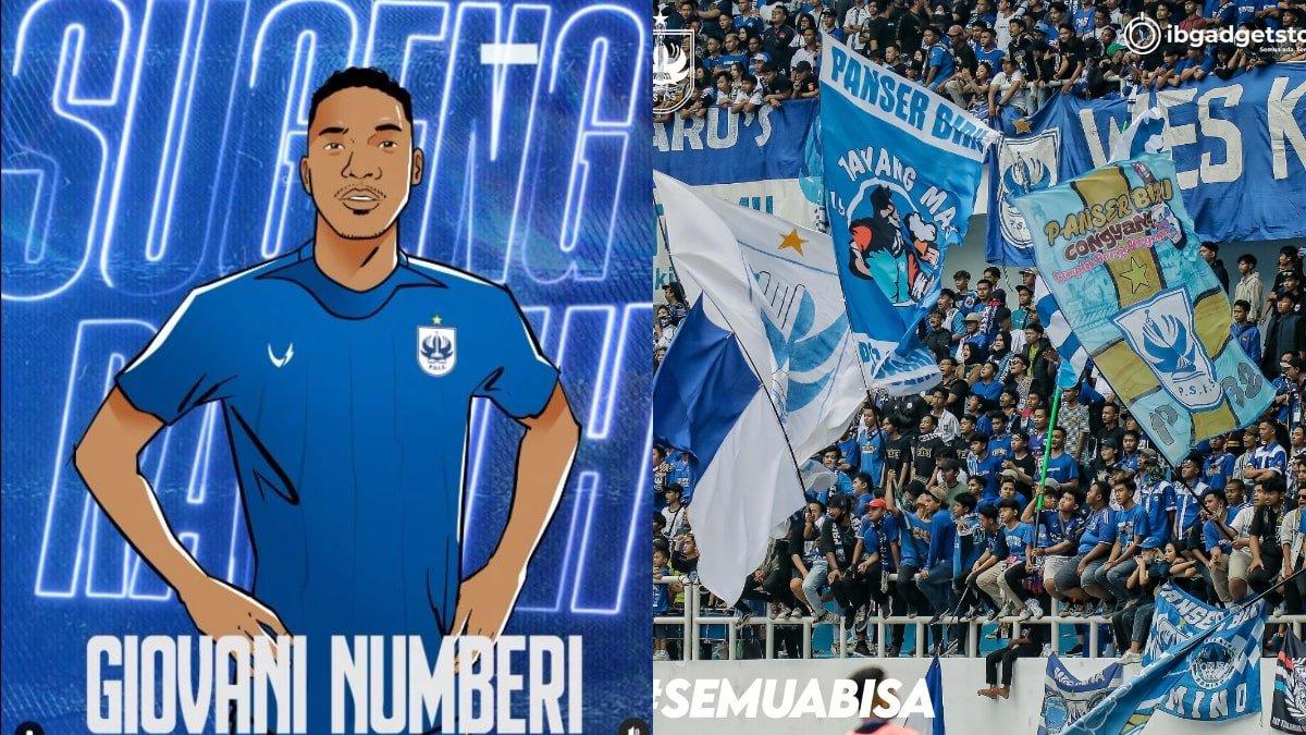 Kolase foto rekrutan anyar PSIS Semarang, Giovani Numberi (kiri) dan Panser Biru serta Snex (kanan) yang mendukung Laskar Mahesa Jenar.
