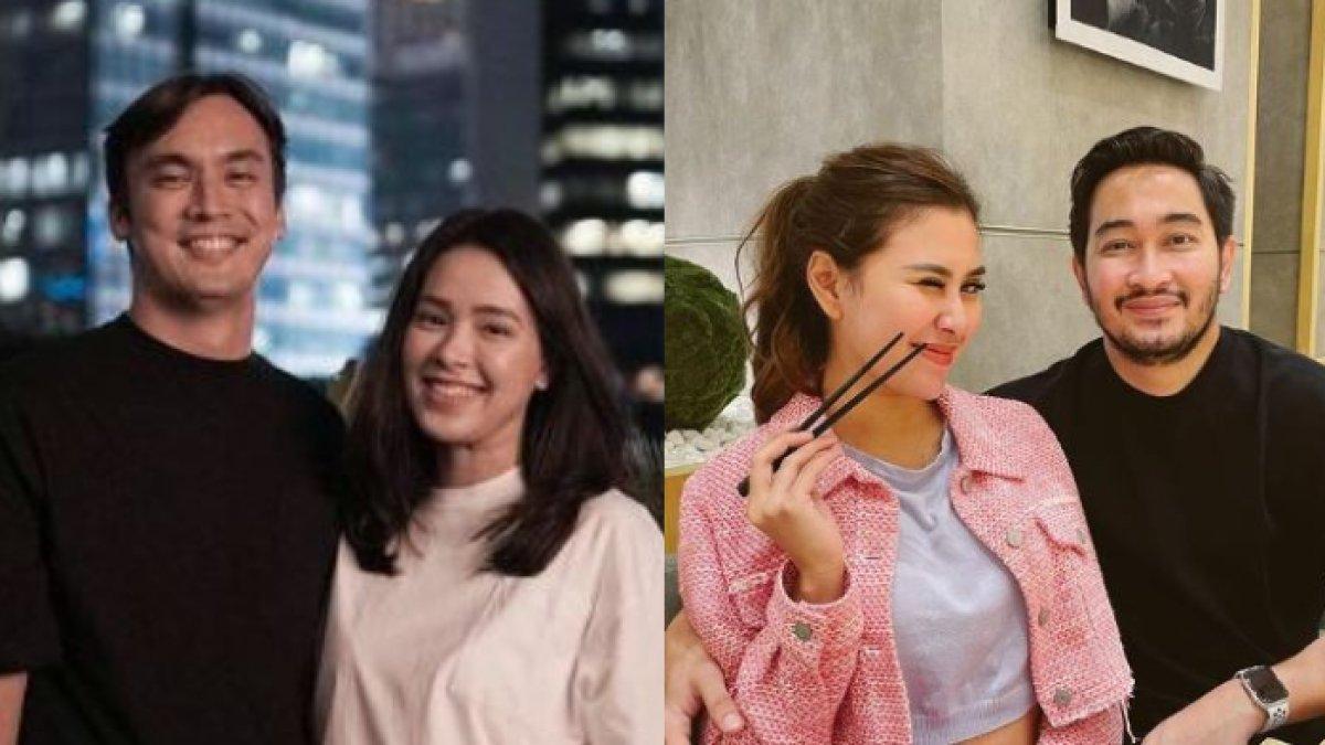 Kolase potret pasangan suami istri Rendy Kjaernett dan Lady Nayoan (kiri), beserta pasangan Syahnaz Sadiqah dan Jeje Govinda.