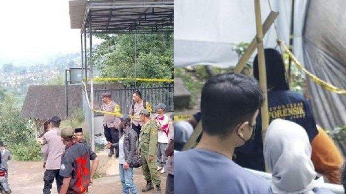 Rumah AS, pelaku pembunuhan terhadap istri sendiri di Kampung Ciburial, Desa Pangauban, Kecamatan Pacet, Kabupaten Bandung, Jumat (2/8/2024) dan pembongkaran kuburan korban Irma Novitasari.