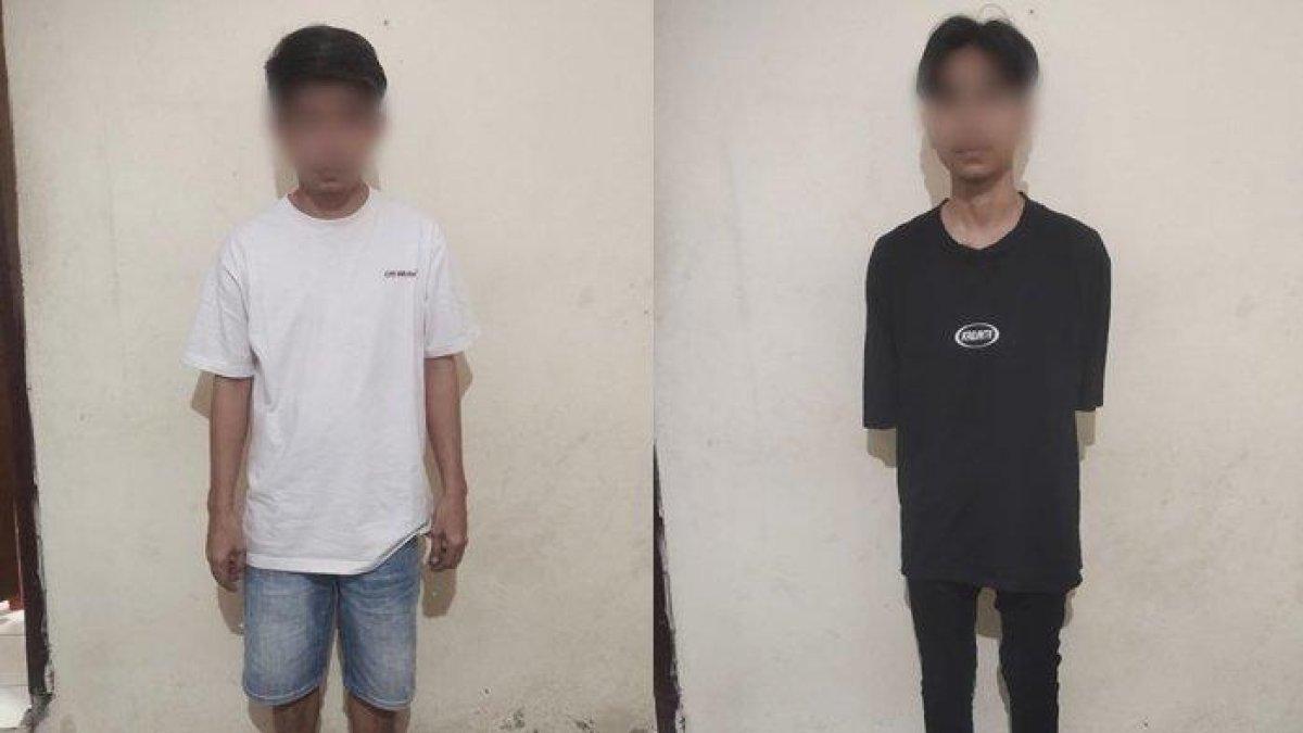 Dua pelaku penganiayaan terhadap mahasiswa Politeknik Manado yang viral.