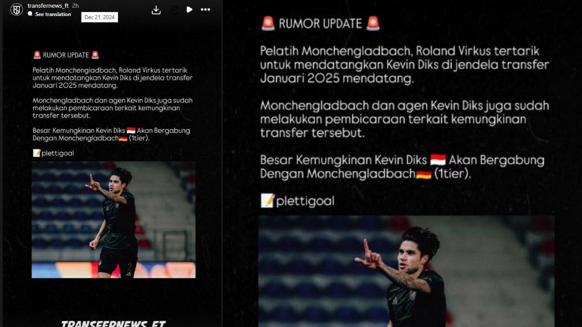 Kabar pelatih Borussia Monchengladbach tertarik mendatangkan Kevin Diks.