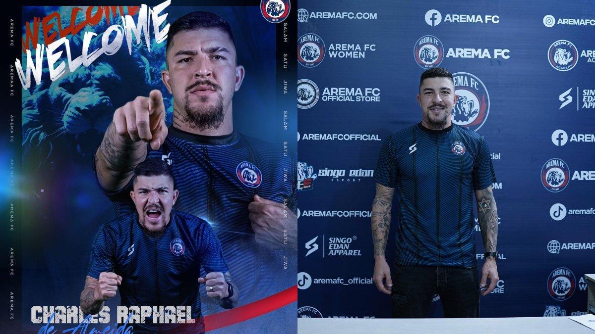 Kolase foto rekrutan anyar Arema FC di Liga 1 2023, Charles Raphael.