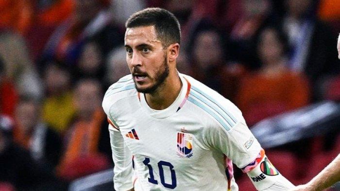 Pemain Real Madrid saat membela Timnas Belgia, Eden Hazard di UEFA Nations League 2022/2023