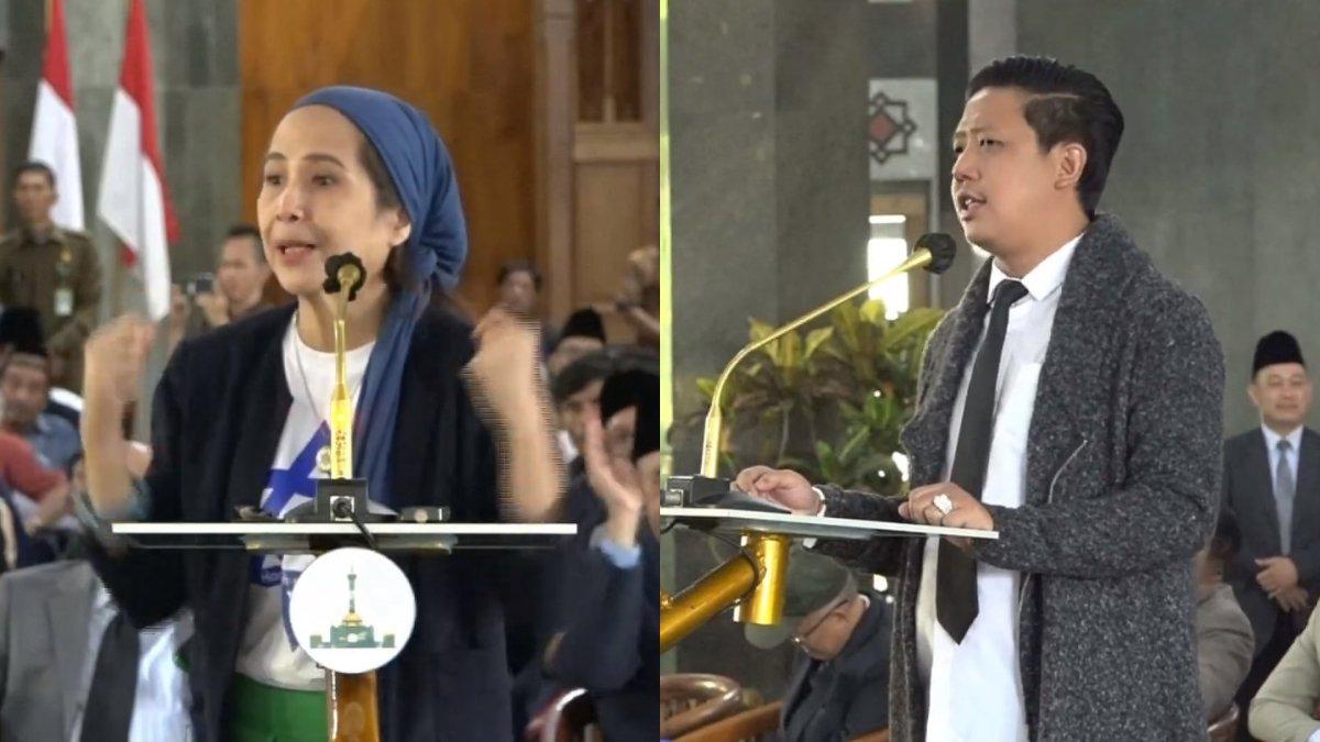 Kolase foto Monique Rijkers (kiri) yang merupakan aktivis Yahudi yang diundang oleh Ponpes Al Zaytun dalam perayaan 1 Muharram bersama artis sekaligus pengusaha, Pablo Benua (kanan).