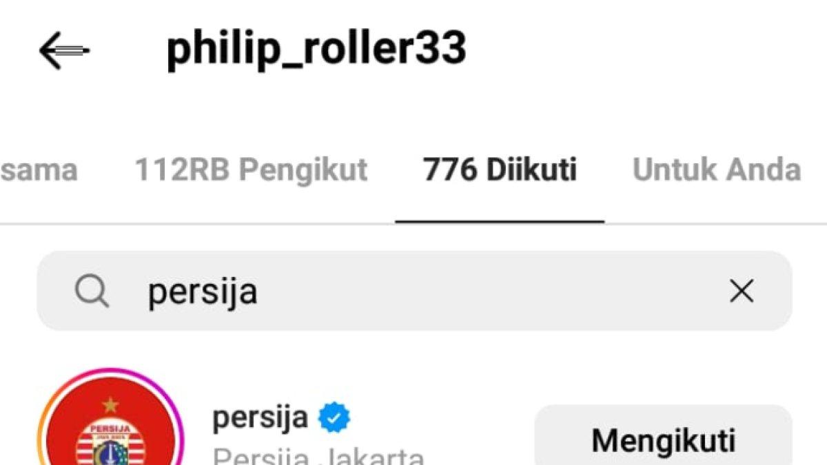 Philip Roller kedapatan follow Instagram Persija Jakarta.